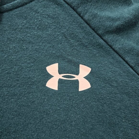 Under Armour Hoodie Womens Small Green Rival Fleece Pullover Athletic Sweatshirt - Picture 3 of 7
